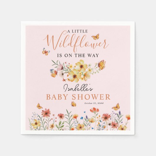 小さな野草花素朴赤ちゃんシャワー スタンダードカクテルナプキン (正面)