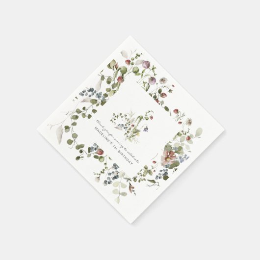 小さな野草 |フローラ誕生日パーティナプキンス スタンダードカクテルナプキン (角)