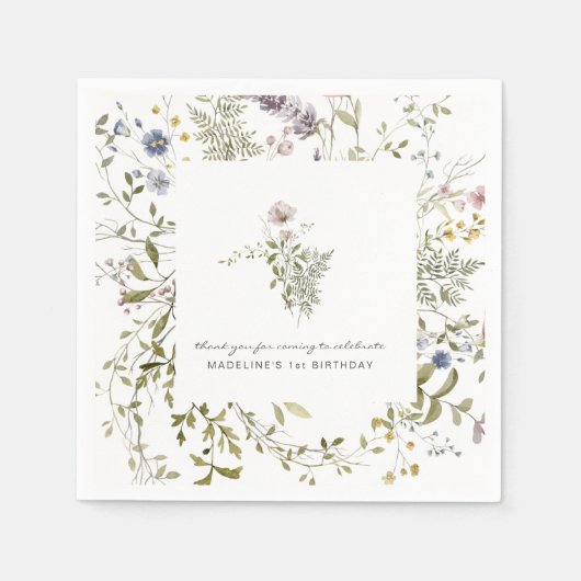 小さな野草 |フローラ誕生日パーティー スタンダードカクテルナプキン (正面)