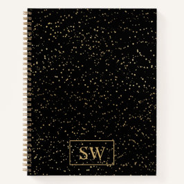 小さな金の星が散りばめられたゴールドのモノグラムノート ノートブック
