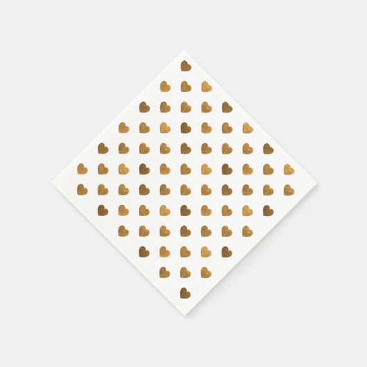 小さな金ゴールドきらびやかなハートパターンカクテルナプキン スタンダードカクテルナプキン (角)