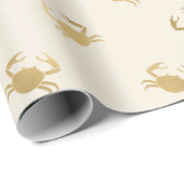 小さな金ゴールドカニのオフホワイト ラッピングペーパー (ロールコーナー)