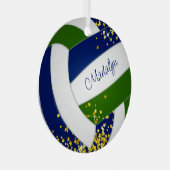 小さな金ゴールドスターブルーグリーンバレーボールチームカラー メタルオーナメント (正面右)