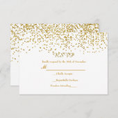 小さな金ゴールドドット紙吹雪モダンウェディングRSVPカード 出欠カード (正面/裏面)