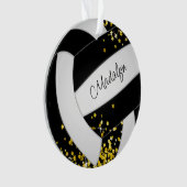 小さな金ゴールド星の黒いバレーボール オーナメント (正面)