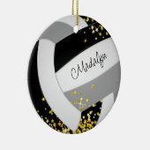 小さな金ゴールド星を持つ黒いグレーバレーボール セラミックオーナメント (右)