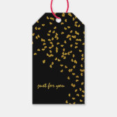 小さな金ゴールド紙吹雪ハート ギフトタグ (正面)