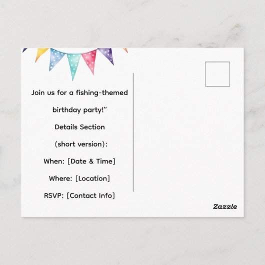 小さな釣り人のパーティーのための釣り1歳の誕生日 ポストカード (裏面)