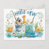 小さな釣り人のパーティーのための釣り1歳の誕生日 ポストカード (正面)