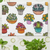 小さな鉢植えの植物 キッチンタオル (折り畳み)