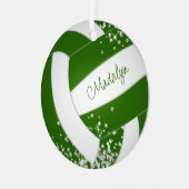 小さな銀スターグリーンガールズバレーボール記念 メタルオーナメント (正面左)