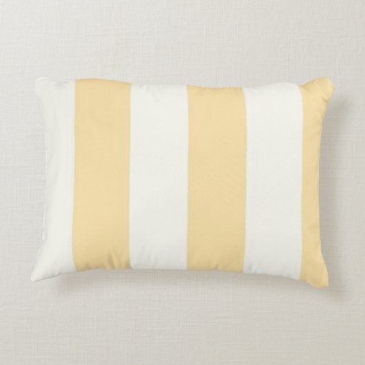 小さな長方形イエロー&クリームストライプ枕 アクセントクッション (裏面)