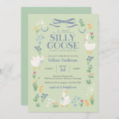 小さな間抜けガチョウの赤ちゃんシャワー招待状 招待状 (正面/裏面)