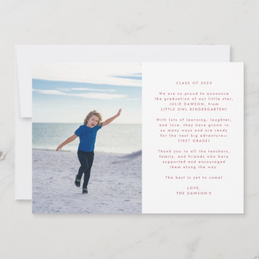 小さな院生の幼稚園写真卒業 案内状 (裏面)