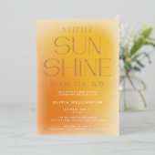 小さな陽光の黄色いモダン赤んはっきりした坊のシャワー 箔招待状 (立ち正面)