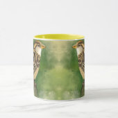 小さな雀と美しいマグカップ絵画- マグカップ (中央)