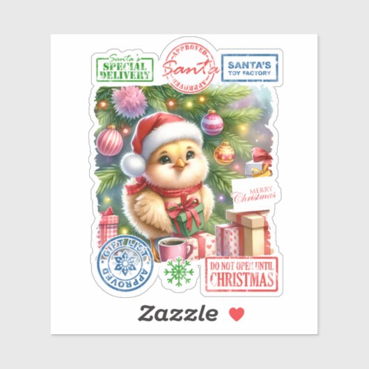 小さな雛がクリスマスの準備ができている シール (シート)