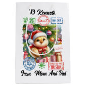 小さな雛がクリスマスの準備ができている ミディアムペーパーバッグ (正面)