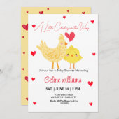 小さな雛が赤ちゃんシャワーの途中にある 招待状 (正面/裏面)