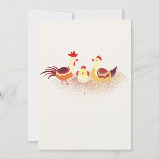 小さな雛が赤ちゃんシャワーをハッチしようとしている 招待状 (裏面)