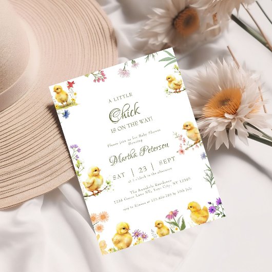 小さな雛が農場の赤ちゃんシャワーの途中にある 招待状