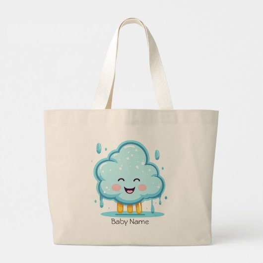 小さな雨の雲のイメージとトートバッグ ラージトートバッグ (裏面)