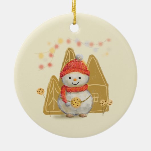 小さな雪だるまとチョコレートクッキー セラミックオーナメント (裏面)