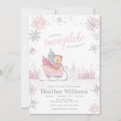 小さな雪の結晶がやってくる 冬のベイビーシャワー 招待状 (正面)