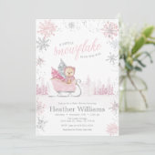 小さな雪の結晶がやってくる 冬のベイビーシャワー 招待状 (スタンド正面)