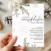 小さな雪の結晶が冬のベイビーシャワーの道にやって来る 招待状