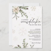 小さな雪の結晶が冬のベイビーシャワーの道にやって来る 招待状 (正面)