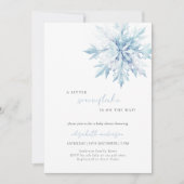 小さな雪の結晶のミニマル男の子ベビーシャワー 招待状 (正面)
