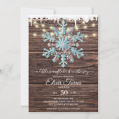 小さな雪の結晶のラスティックな冬のベイビーシャワー 招待状 (正面)