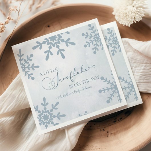 小さな雪の結晶の冬のワンダーランド赤ちゃんシャワー スタンダードカクテルナプキン