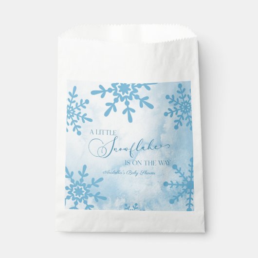 小さな雪の結晶の冬のワンダーランド赤ちゃんシャワー フェイバーバッグ (正面)