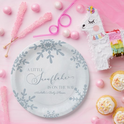 小さな雪の結晶の冬のワンダーランド赤ちゃんシャワー ペーパープレート (パーティー)