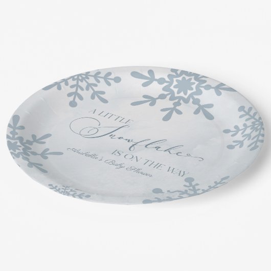 小さな雪の結晶の冬のワンダーランド赤ちゃんシャワー ペーパープレート (アングル)