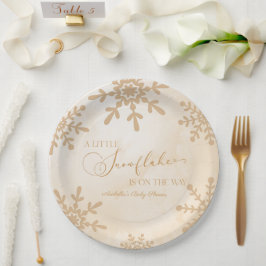 小さな雪の結晶の冬のワンダーランド赤ちゃんシャワー ペーパープレート