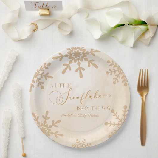 小さな雪の結晶の冬のワンダーランド赤ちゃんシャワー ペーパープレート (ウェディング)
