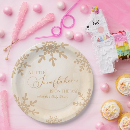 小さな雪の結晶の冬のワンダーランド赤ちゃんシャワー ペーパープレート (パーティー)