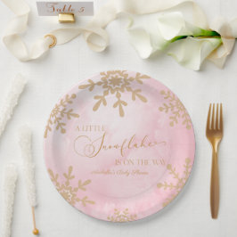 小さな雪の結晶の冬のワンダーランド赤ちゃんシャワー ペーパープレート