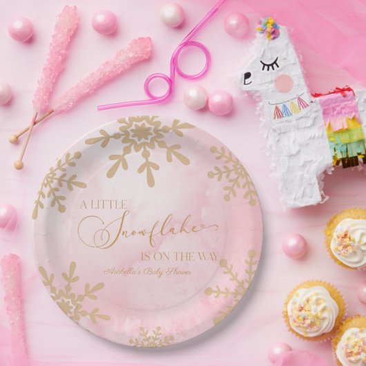 小さな雪の結晶の冬のワンダーランド赤ちゃんシャワー ペーパープレート (パーティー)