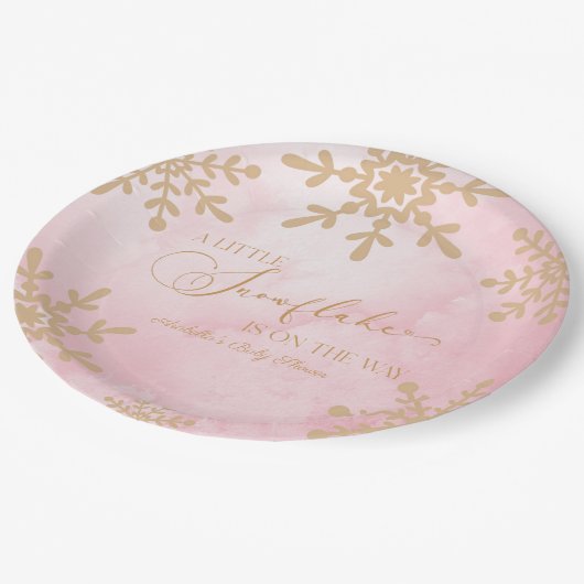 小さな雪の結晶の冬のワンダーランド赤ちゃんシャワー ペーパープレート (アングル)