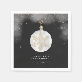 小さな雪の結晶の冬の夜の赤ちゃんシャワー スタンダードカクテルナプキン