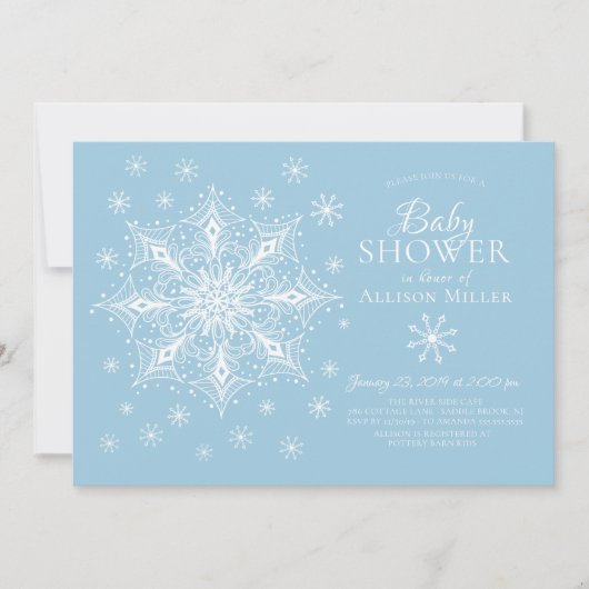 小さな雪の結晶の冬の男の子の赤ちゃんシャワー 招待状 (正面)