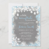 小さな雪の結晶の冬の男の子の赤ちゃんシャワー 招待状 (正面)