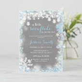 小さな雪の結晶の冬の男の子の赤ちゃんシャワー 招待状 (スタンド正面)
