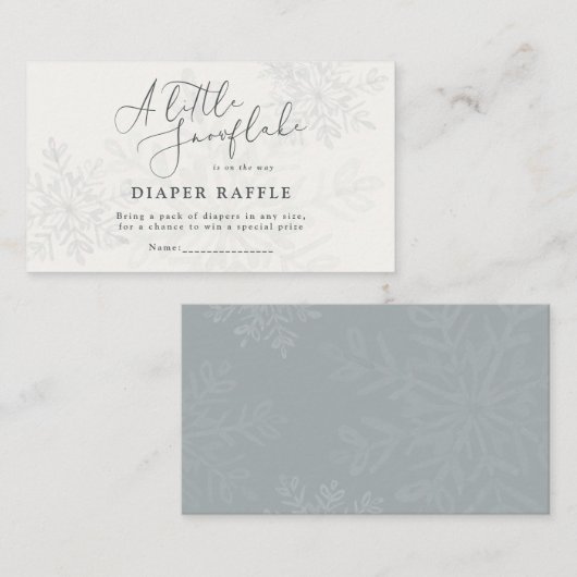 小さな雪の結晶の冬の赤ちゃんシャワーおむつ 名刺 (正面/裏面)