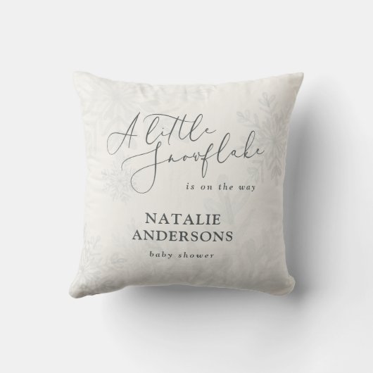小さな雪の結晶の冬の赤ちゃんシャワーパーティー クッション (裏面)