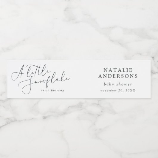 小さな雪の結晶の冬の赤ちゃんシャワーパーティー ペットボトルラベル (シングルラベル)